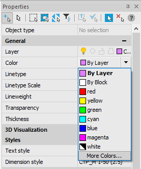 CAD software Select Color Dialog Box 1