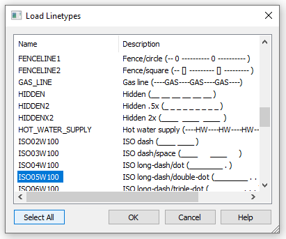 CAD software Line Types 16