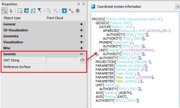 CAD drawing Recalculation of Point Cloud Coordinates by EPSG 8