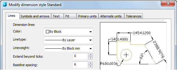 CAD drafting Modify a Dimension Style 0