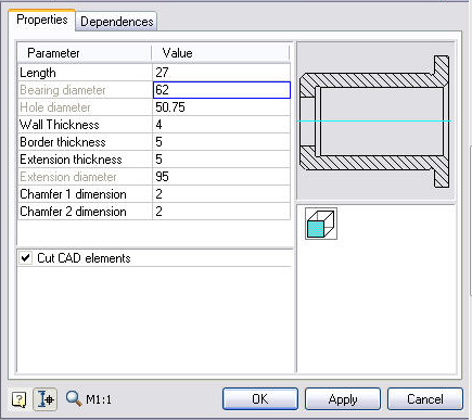 CAD drawing WORKING WITH STANDARD ELEMENTS 56