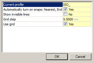 CAD software Quick options 1