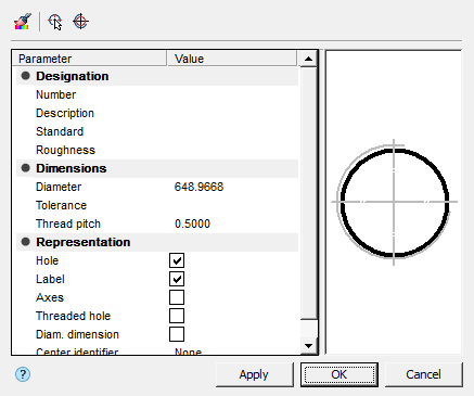 CAD software Hole group 10