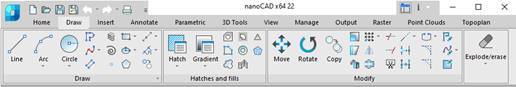 CAD drawing Interface. Ribbon 2