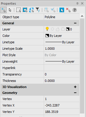 CAD software Interface. Properties Bar 1