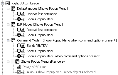 CAD drafting Settings of the Right Button 0