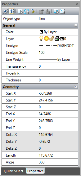 CAD drafting Properties Panel 18