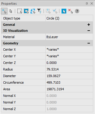 CAD drafting Properties Panel 21