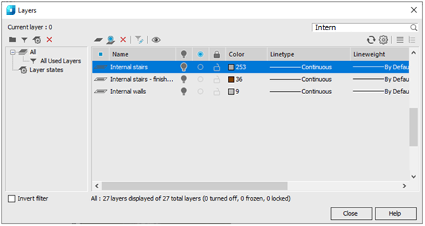 CAD drafting Layers Dialog Box 48