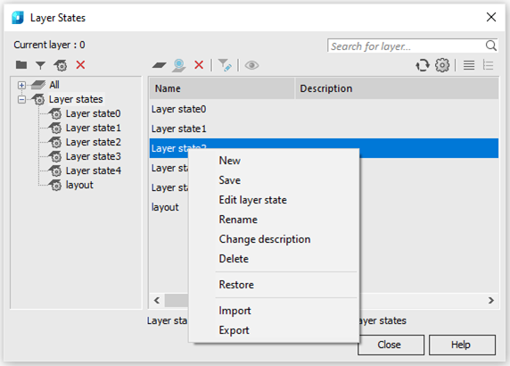 CAD drawing Layers Dialog Box 143