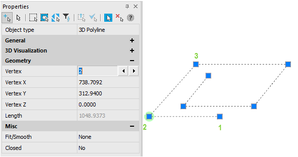 CAD drawing 3D Polyline 5