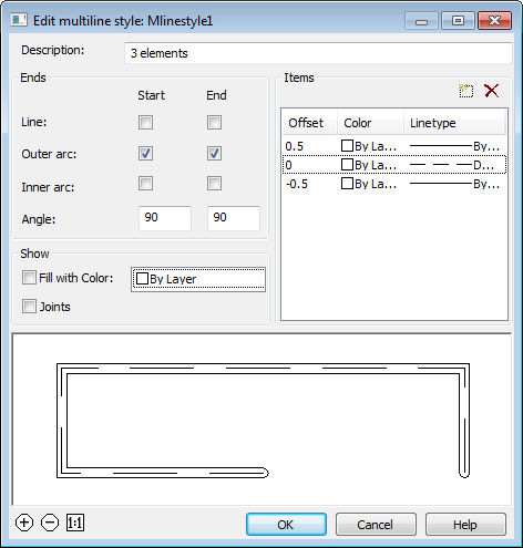 CAD drawing Multiline Styles 17