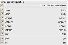 CAD software Status Bar 40