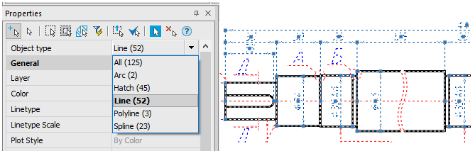 CAD software Selection of Objects Using the Properties Panel 19