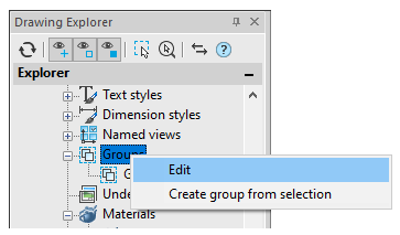 CAD software Using Drawing Explorer to Work with Groups 1