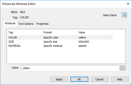 CAD software Editing Attributes of a Block Reference 7