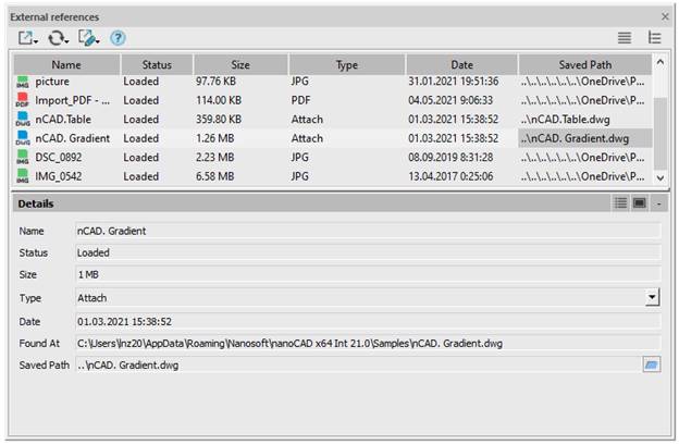 CAD drawing External References Manager 5