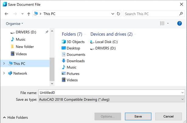 CAD drafting Saving a Document 9