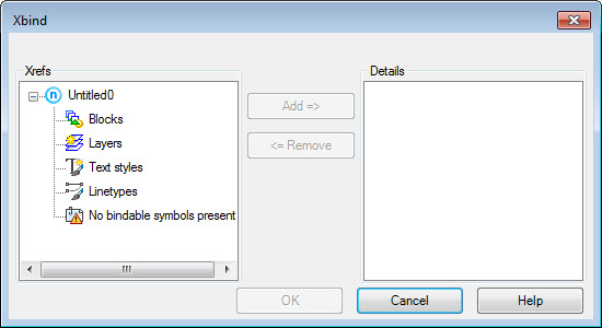 CAD drafting Bind Named Objects of External References 3