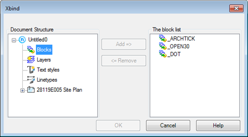 CAD drawing Bind Named Objects of External References 5