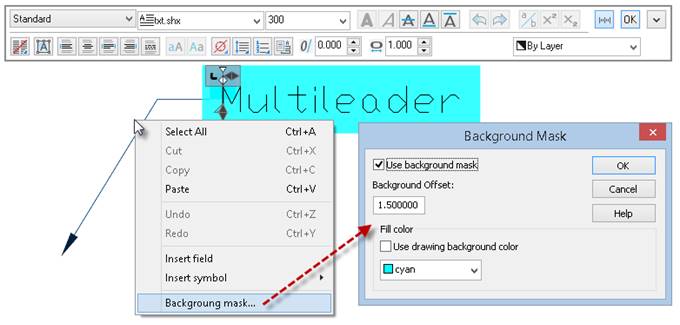 CAD drawing Background Mask for Multiline Text 8