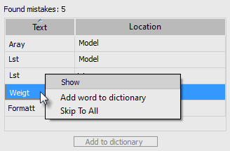 CAD software Spellchecker 19