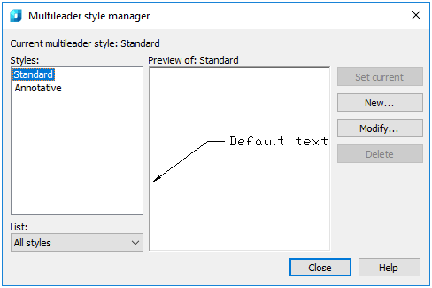 CAD drawing Multileader Style Manager 5