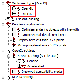 CAD drafting Graphics Hardware Acceleration Settings 0