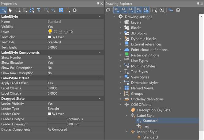 CAD drafting Edit Label Styles of Geopoints 3