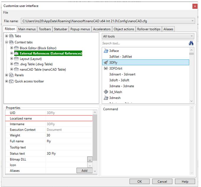 CAD drafting Customize User Interface 12