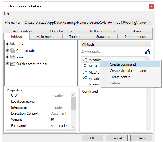 CAD drafting Create New Command 0