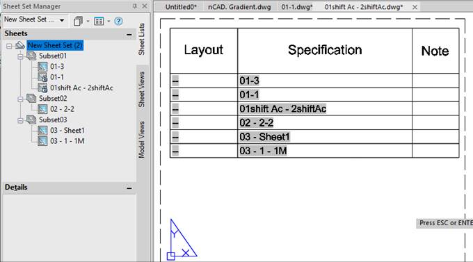 CAD drawing Actions on sheet set and its elements 23