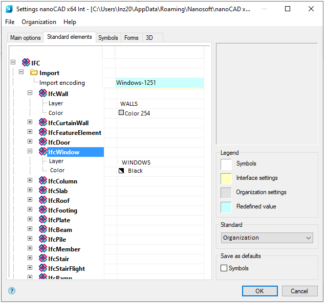 CAD drafting Standard Elements Tab 0