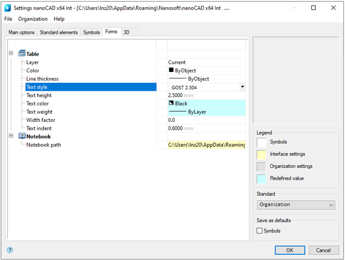 CAD drafting Forms Tab 0