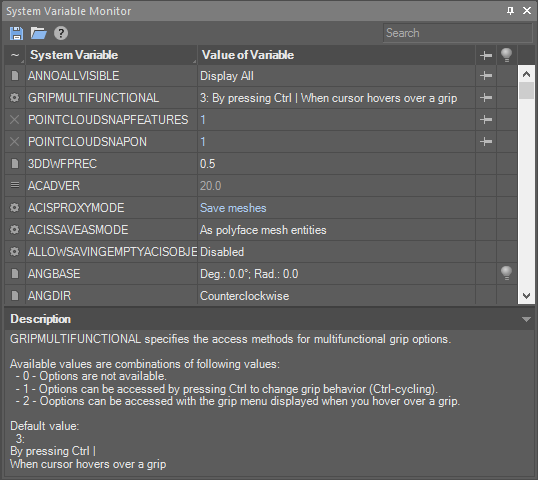 CAD software System Variable Monitor 7