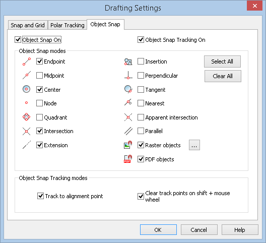 CAD drawing Object Snap Tracking Mode 5