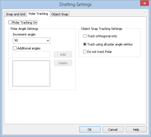 CAD drafting Polar Tracking Mode 9