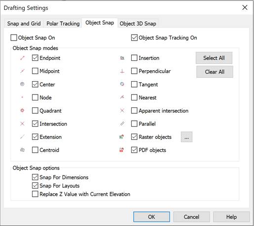 CAD drafting Object Snap Mode 6