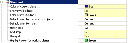 CAD software SETTINGS 55