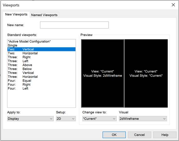 CAD software Viewports of Model Space 100