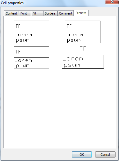 CAD software Cell Properties dialog 25