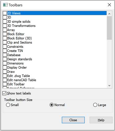 CAD drawing Toolbars Display Settings 5