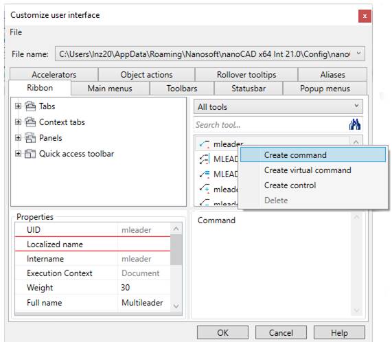 CAD drafting Create New Command 0