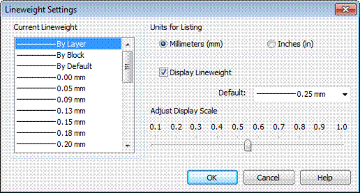 CAD software Managing display of line weight on the screen  7