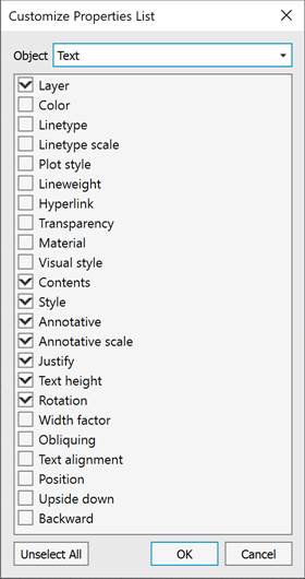 CAD drafting Quick Properties Functional Bar 6