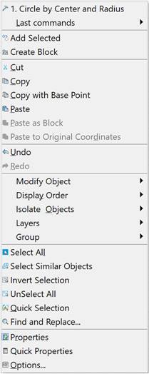 CAD drafting Context Menu 0
