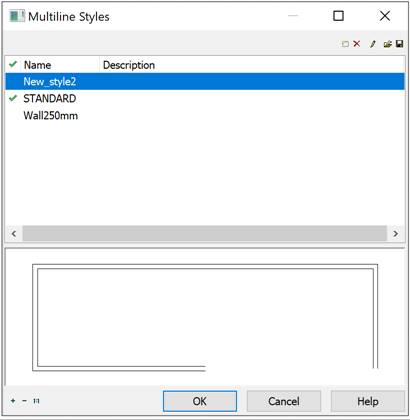 CAD software Multiline Styles Dialog Box 1