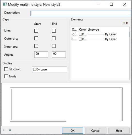 CAD software Multiline Styles Dialog Box 13