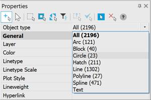 CAD drawing Selection of Objects Using the Properties Bar 20