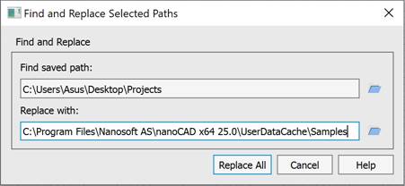CAD drafting Finding and replacing Paths 0